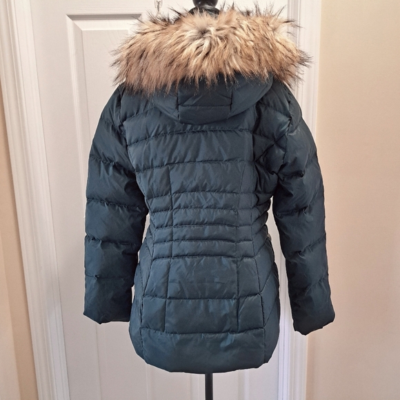 Calvin Klein Blue Puffer Jacket with Faux Fur Hood - Picture 3 of 13